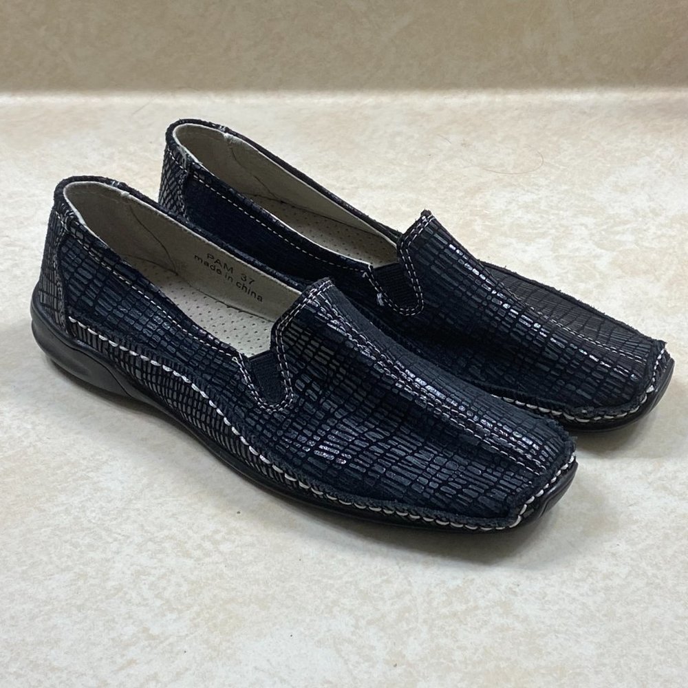 Bernie Mev-PAM-Black on Black Metallic Textured Comfort Loafers-6.5 US or 37 EUR